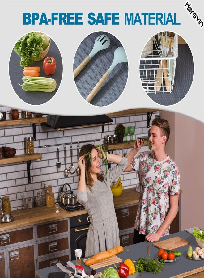 Hersvin Shelf Liners, 24in x 20ft Kitchen Drawer Mats, Non-Adhesive EVA Cupboard Protector, Cabinet Lining (Dark Gray/Dot) - Image 5